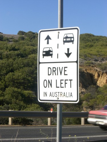 drive on the left in australia sign