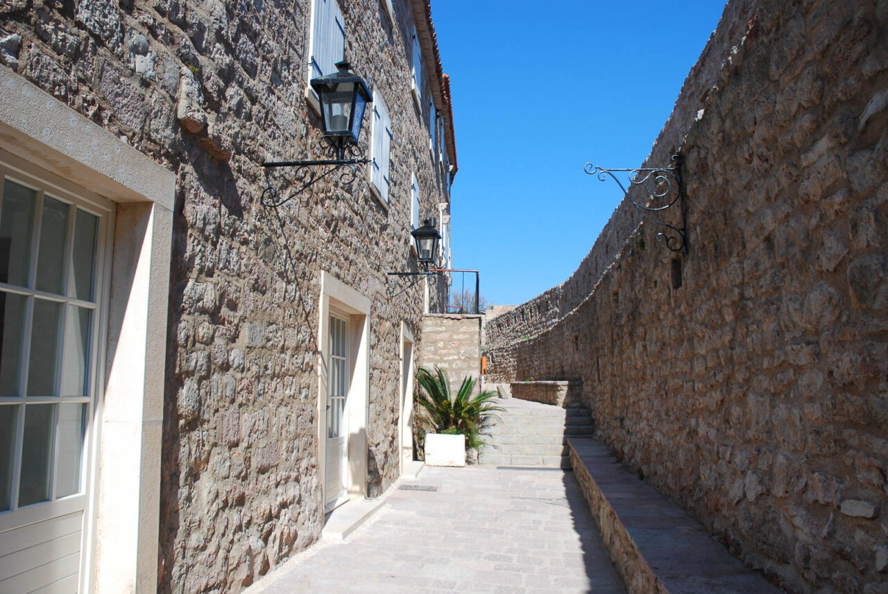 Street on Sveti Stefan islet