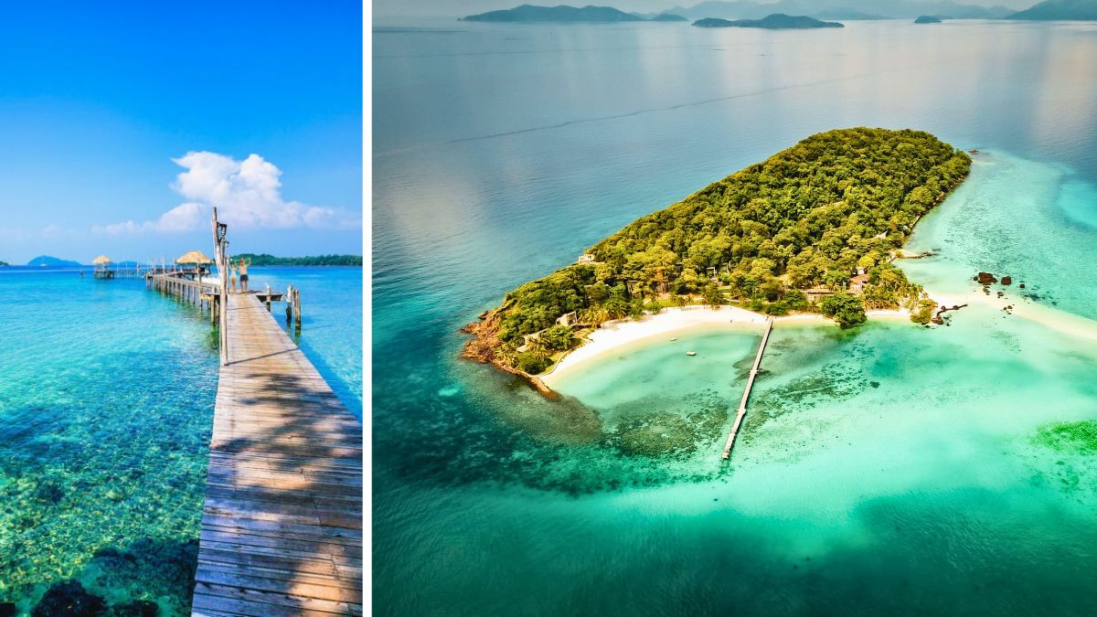 Koh Mak jetty and aerial view Koh Mak jetty and aerial view